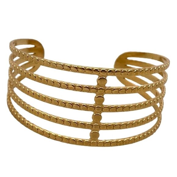 Openwork Cuff Bangle Bracelet Gold Tone Preppy Casual Going Out Evening - Picture 1 of 8